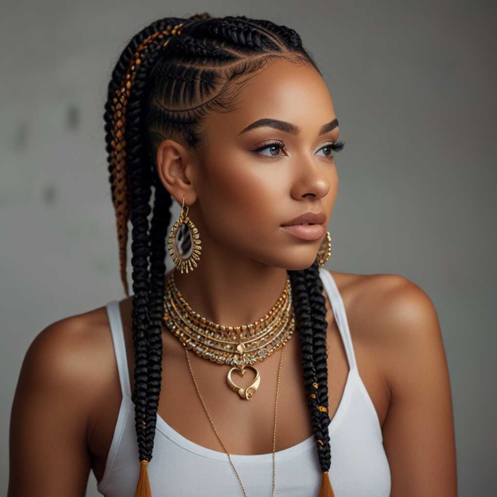 18. Cornrows with Accessories