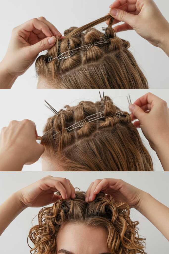 tutorial photo series twist sections, dry overnight, unravel result
